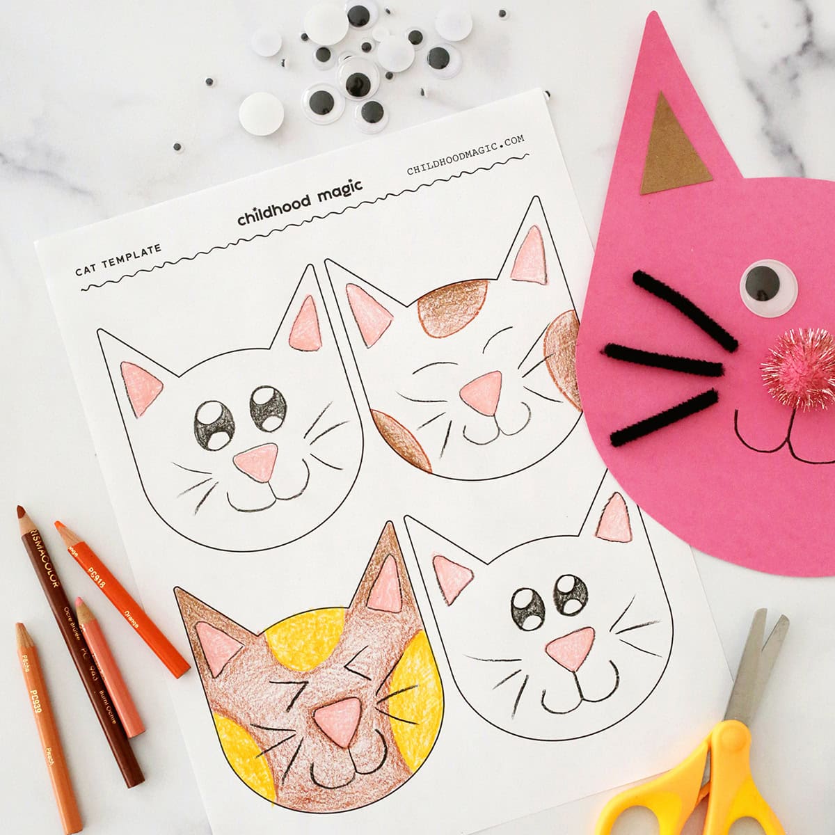 cat template- printable coloring page - childhood magic